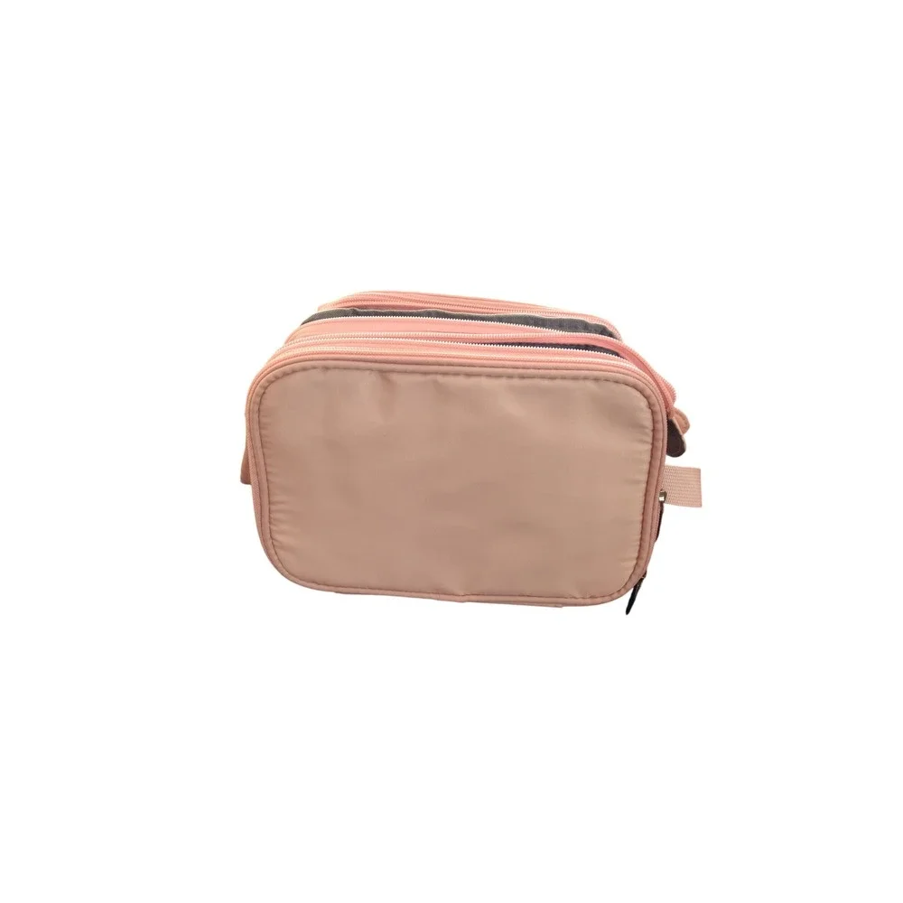 Pink Travel Makeup Bag Organizer Multi Compartment Toiletry Cosmetic Case Handle